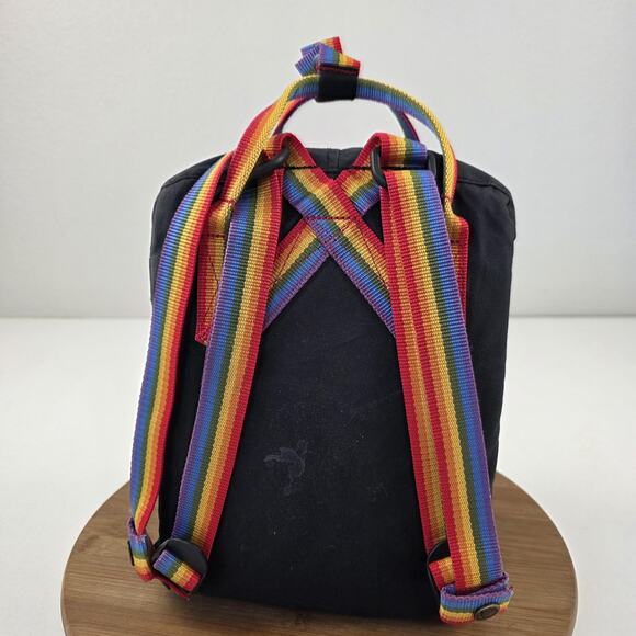 Fjallraven Kanken Rainbow Mini Pride Backpack Black 7L F Small Daypack - Picture 3 of 13